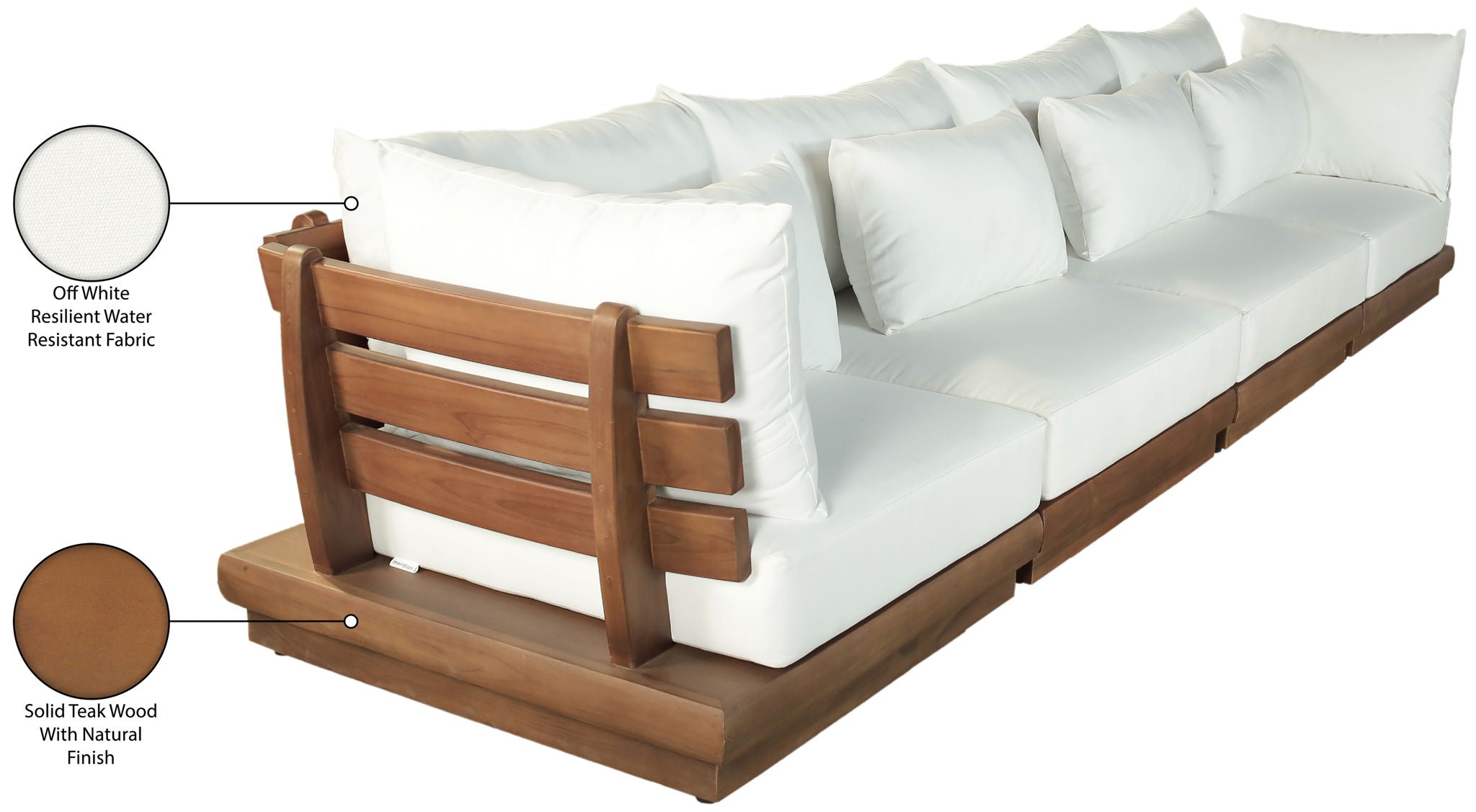 Mirella - 4 Piece Water Resistant Fabric Outdoor Patio Modular Sectional