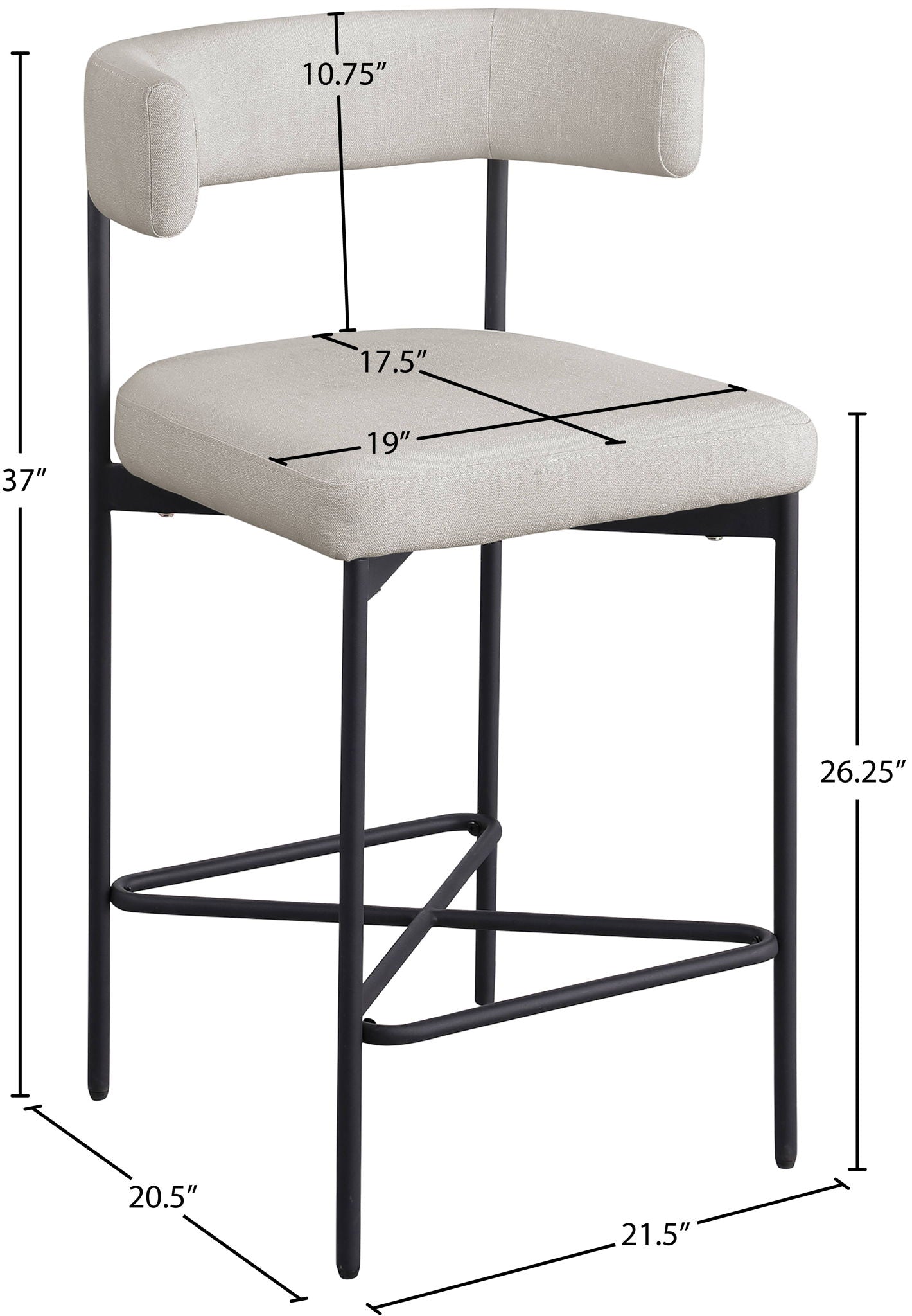Rivage - Durable Stool With Black Frame (Set of 2)
