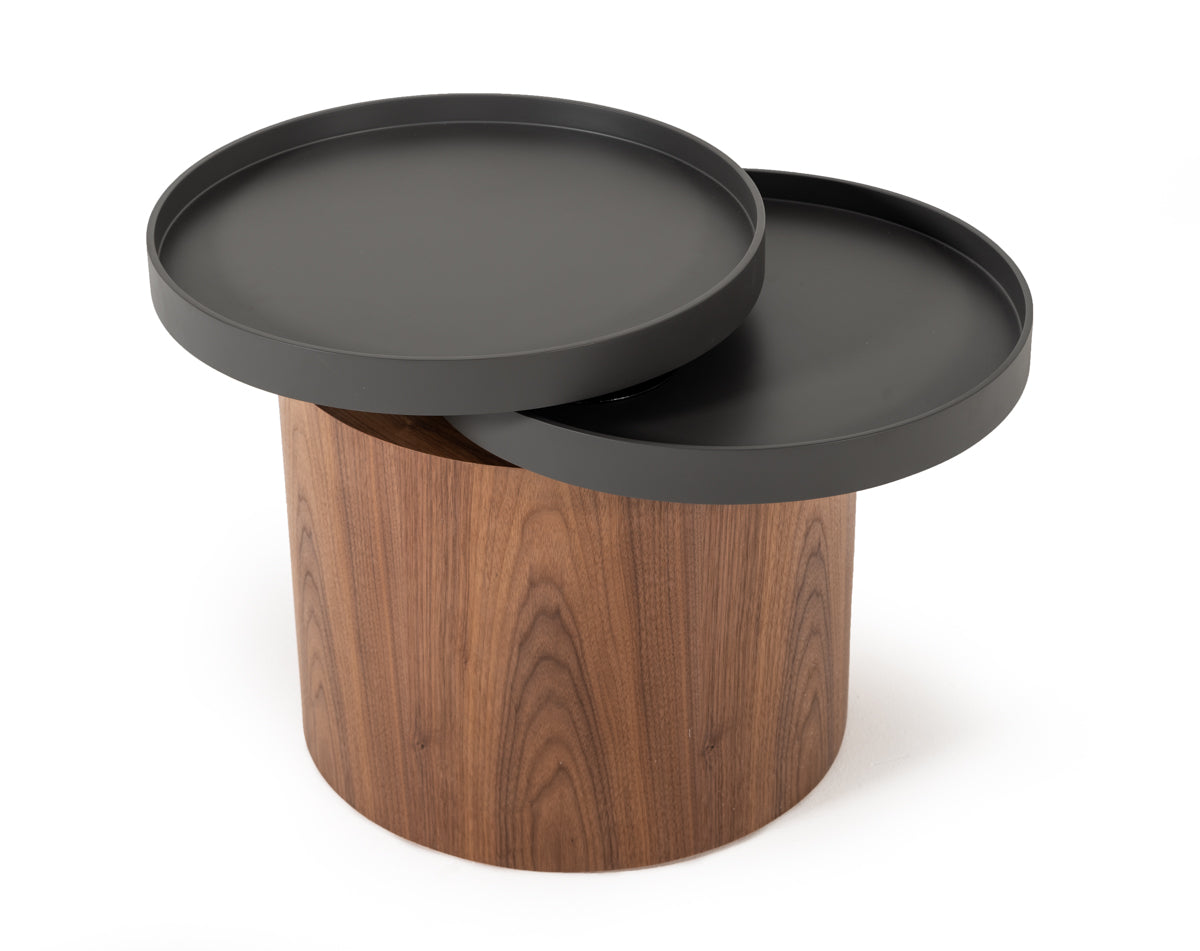 Bascom Modern Walnut End Table W/ Swivel Top
