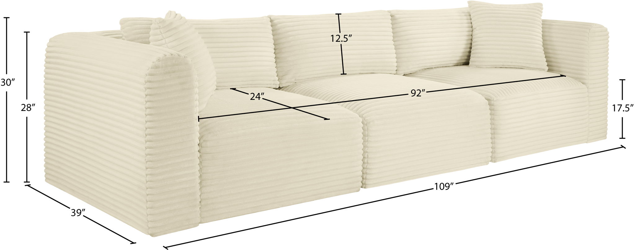 Shaggy - 3 Seat Modular Sofa