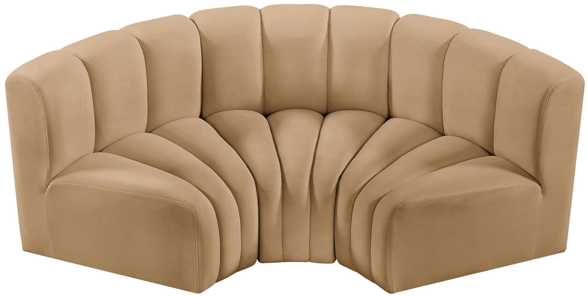 Arc - Velvet 3 Piece Modular U-Shaped Sofa