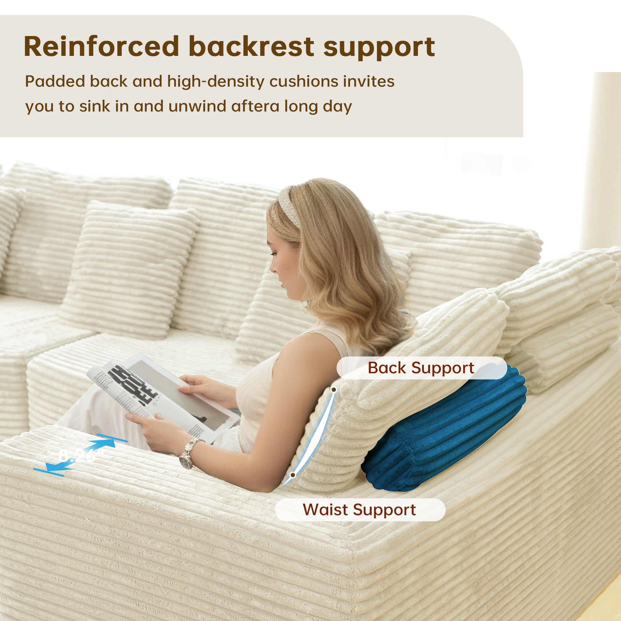 Modular U Shaped Sectional Sofa With Reversible Design