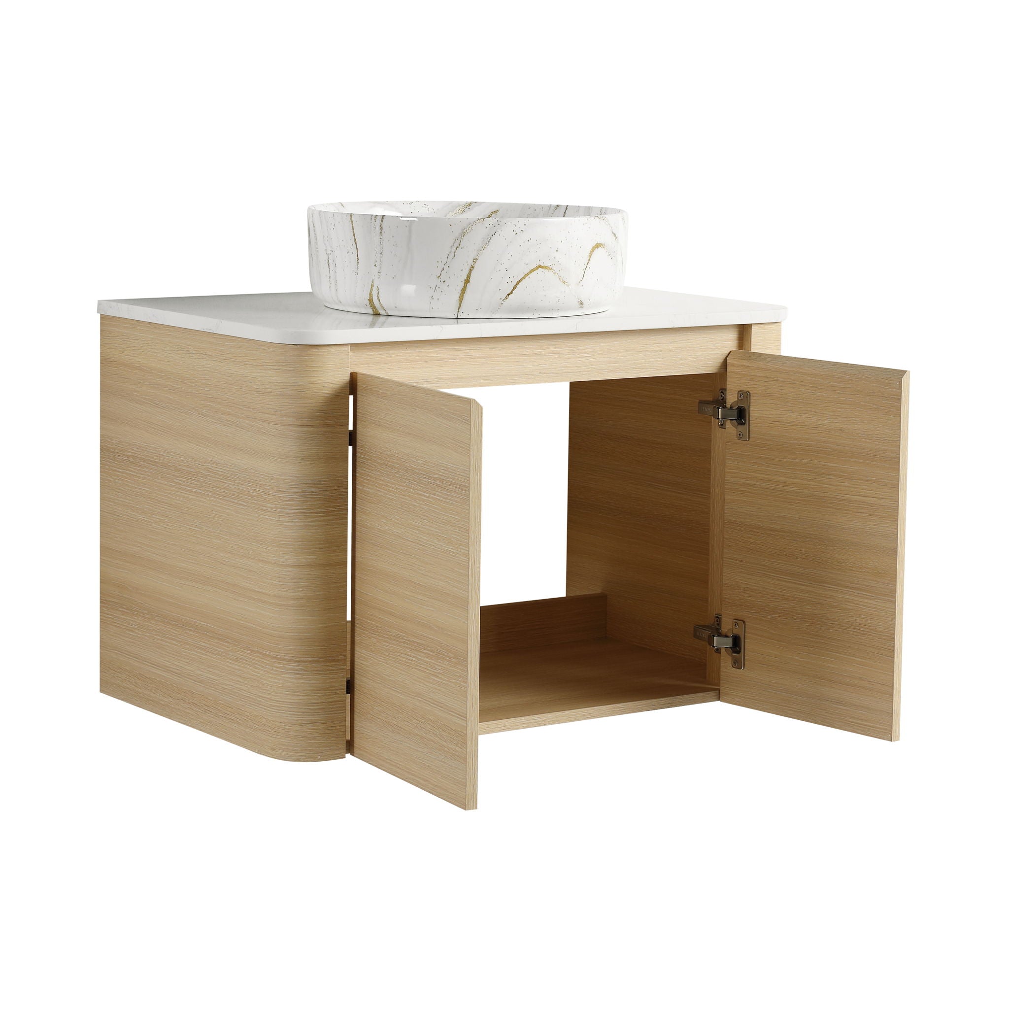 Mounted Bathroom Vanity & Art Sink, Soft Close Door