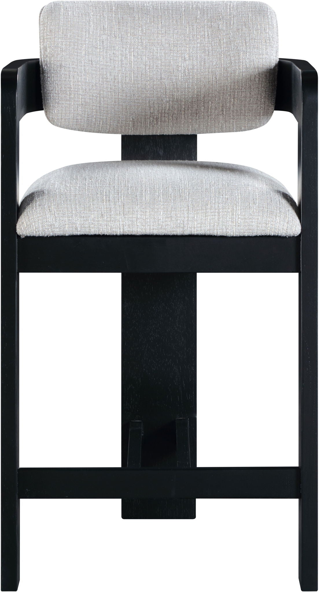 Sacha - Linen Stool With Black Base