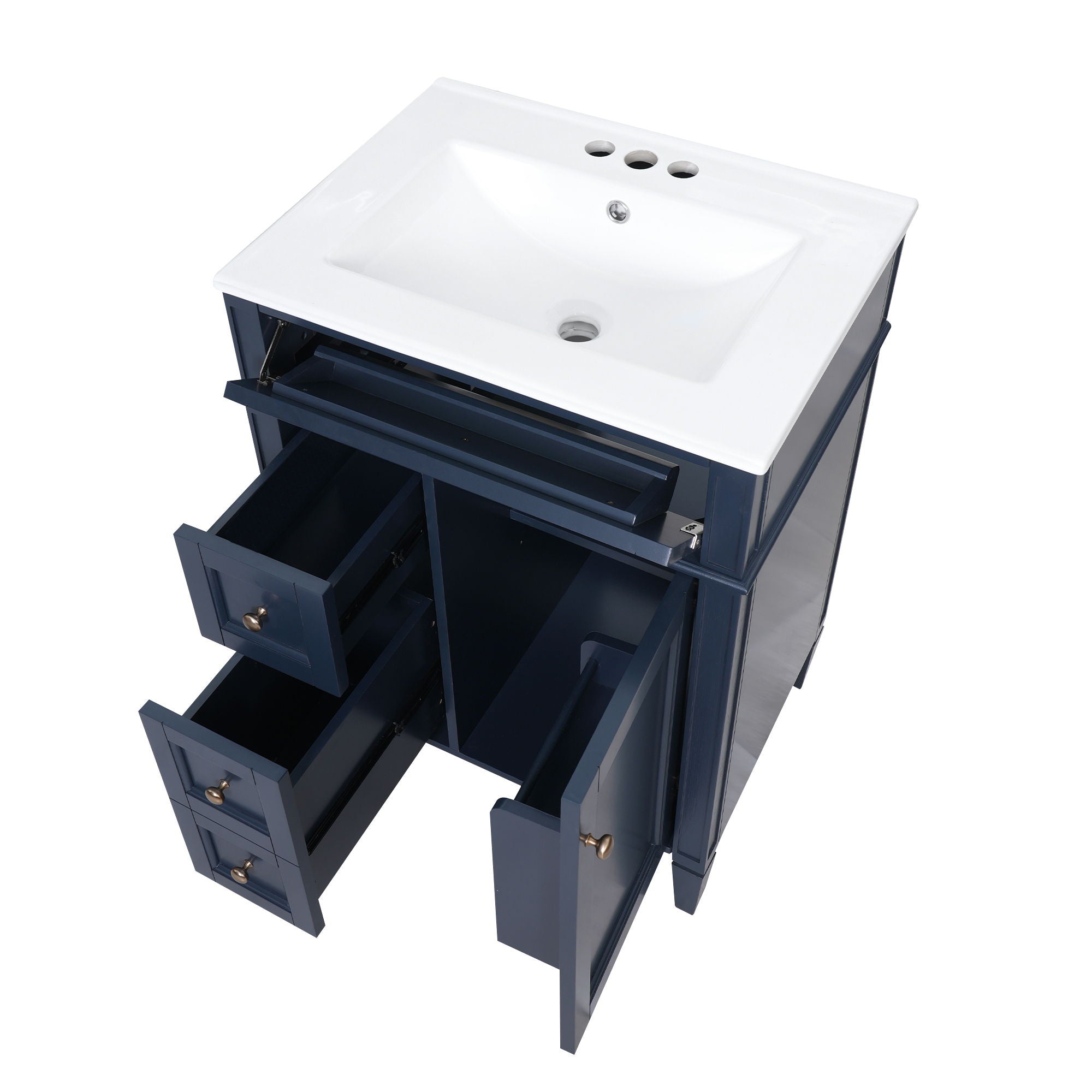 Bathroom Vanity With Top Sink, Storage Cabinet With 2 Drawers And Tip-Out Drawer