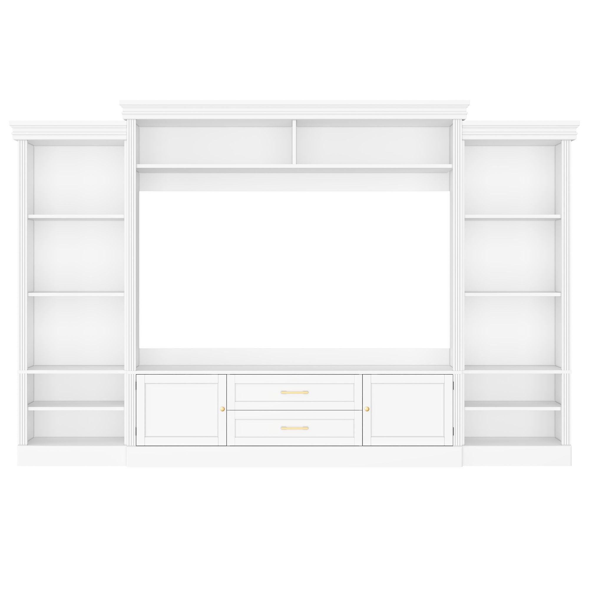 Elegant Entertainment Center Wall Unit With Bookshelves