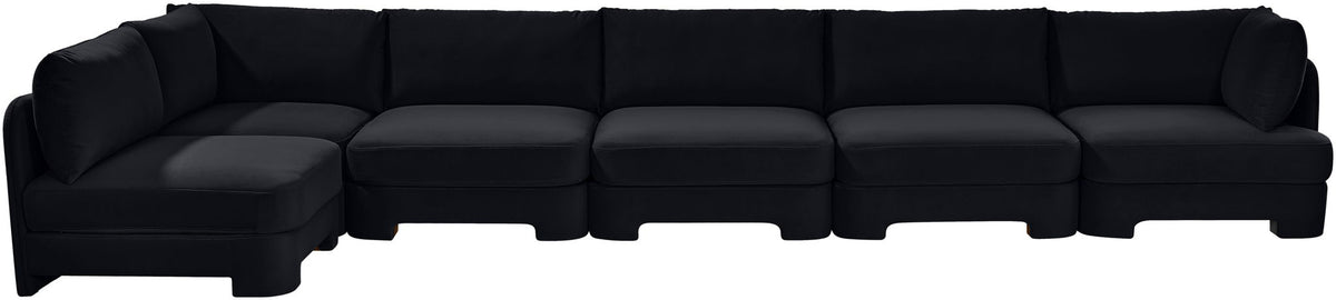 Hammond - Velvet Performance Fabric Upholstered 6 Piece L-Shaped Armless Sectional