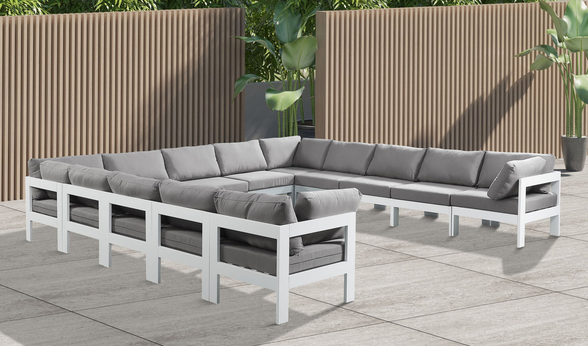 Nizuc - Outdoor Patio 13 Piece Modular Sectional With White Frame