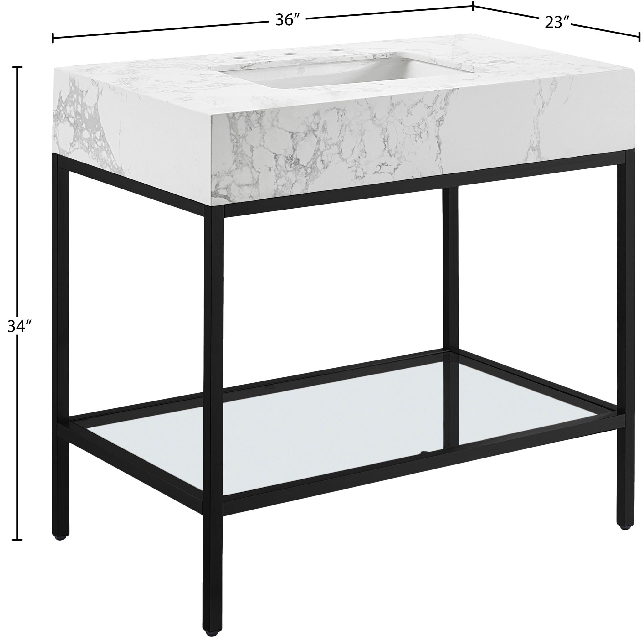 Marmo - Engineered Marble Bathroom Vanity With Black Base