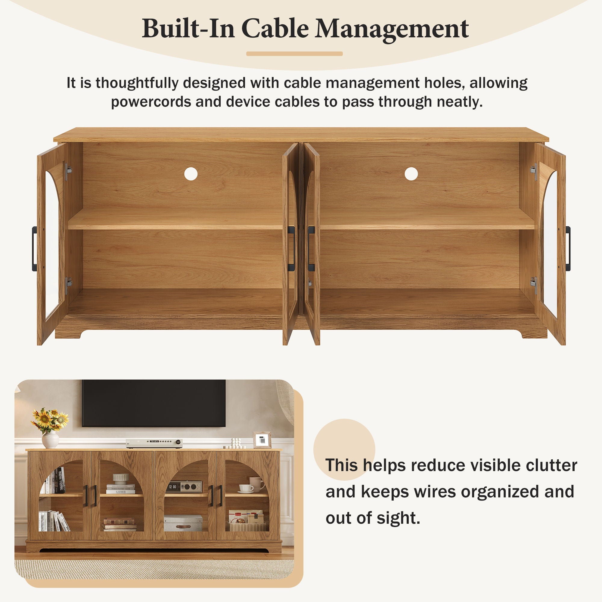 TV Stand With Semi Arched Doors