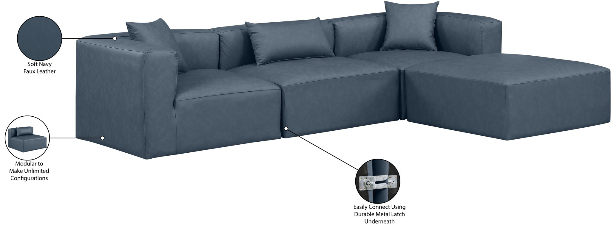 Cube - 4 Piece Modular Sectional With Chaise
