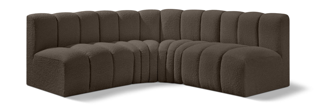 Arc - Boucle Fabric 4 Piece Corner Modular Sofa