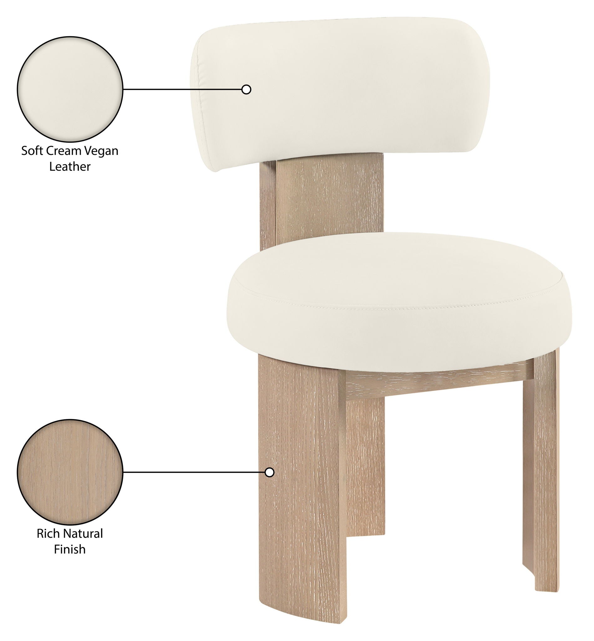 Atelier - Vegan Leather Upholstered Dining Chair (Set of 2) - Painted Natural Frame