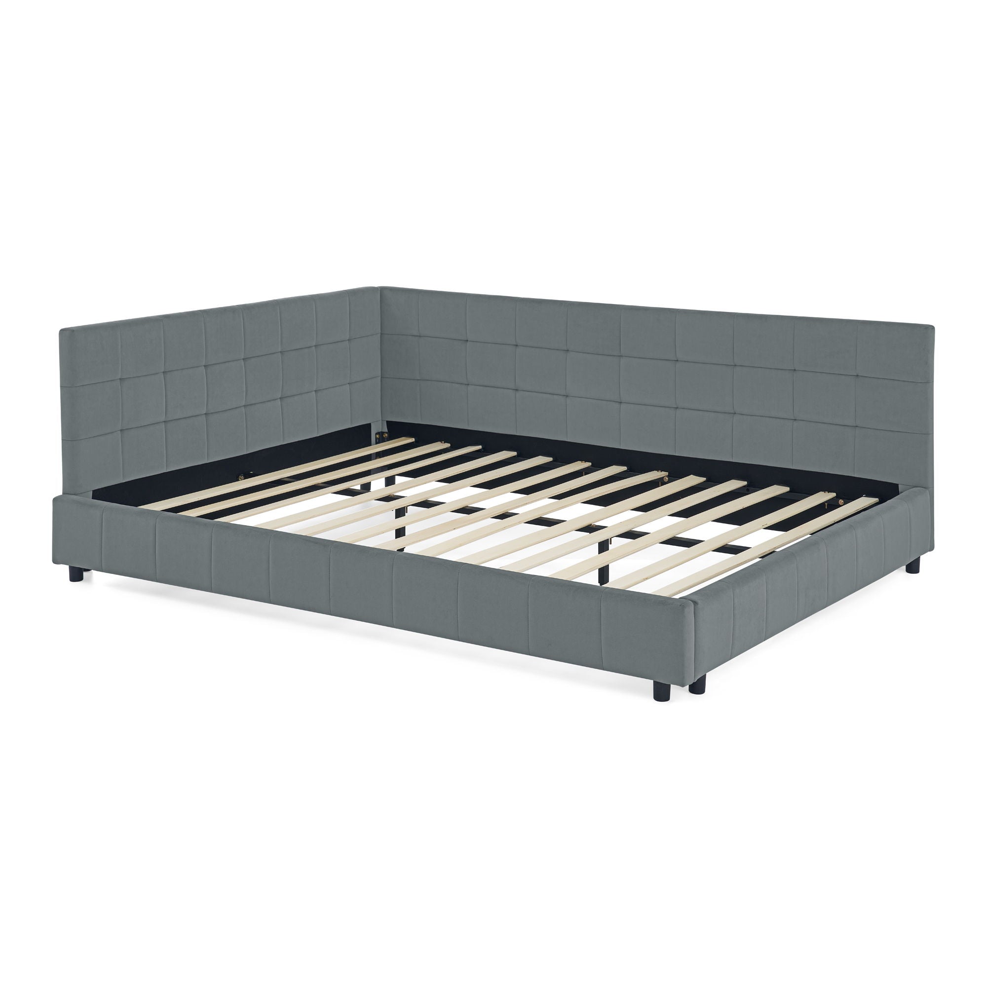 Elegant Storage Upholstered Tufted Bed Frame With Backrest And Armrests