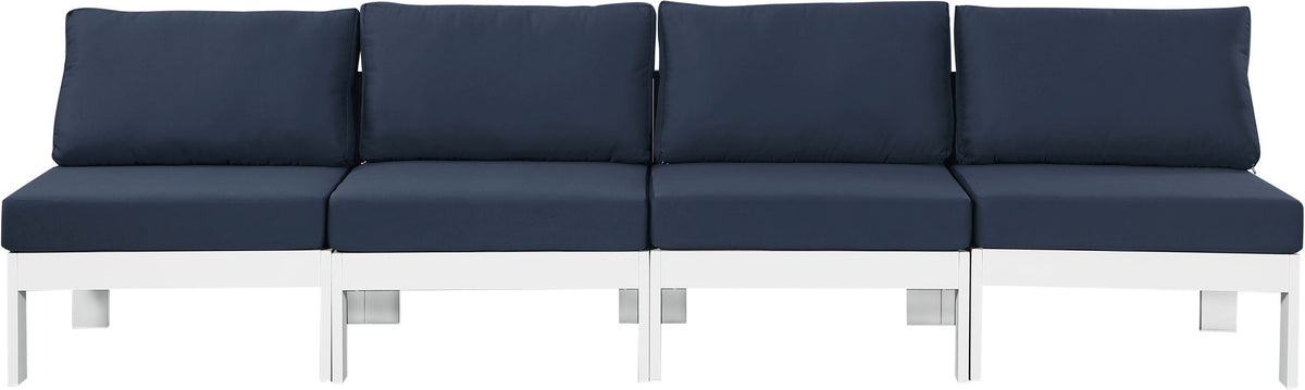 Nizuc - Outdoor Patio 4 Seat Armless Modular Sofa With White Frame