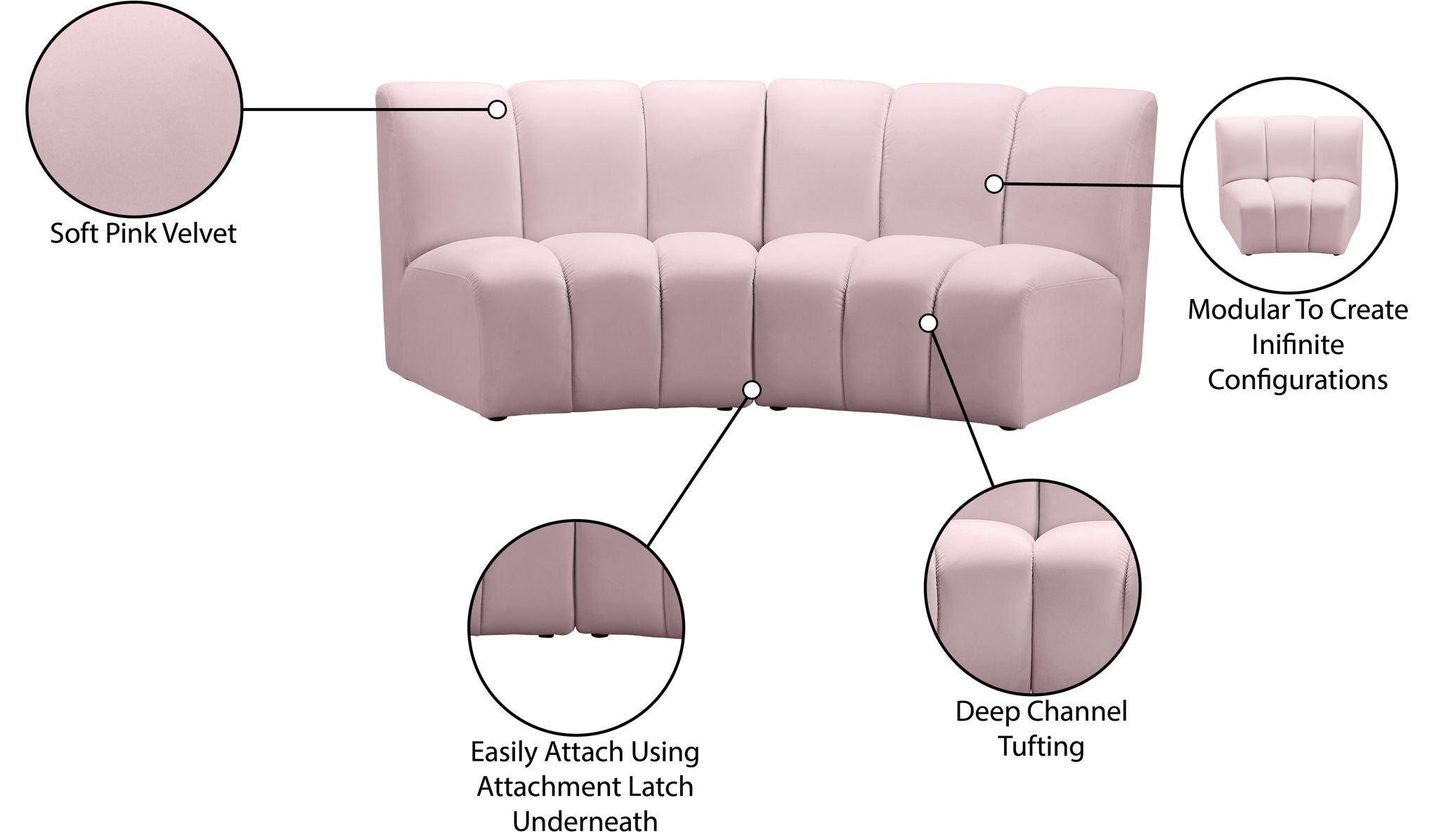 Infinity - 2 Piece Velvet Modular Sectional