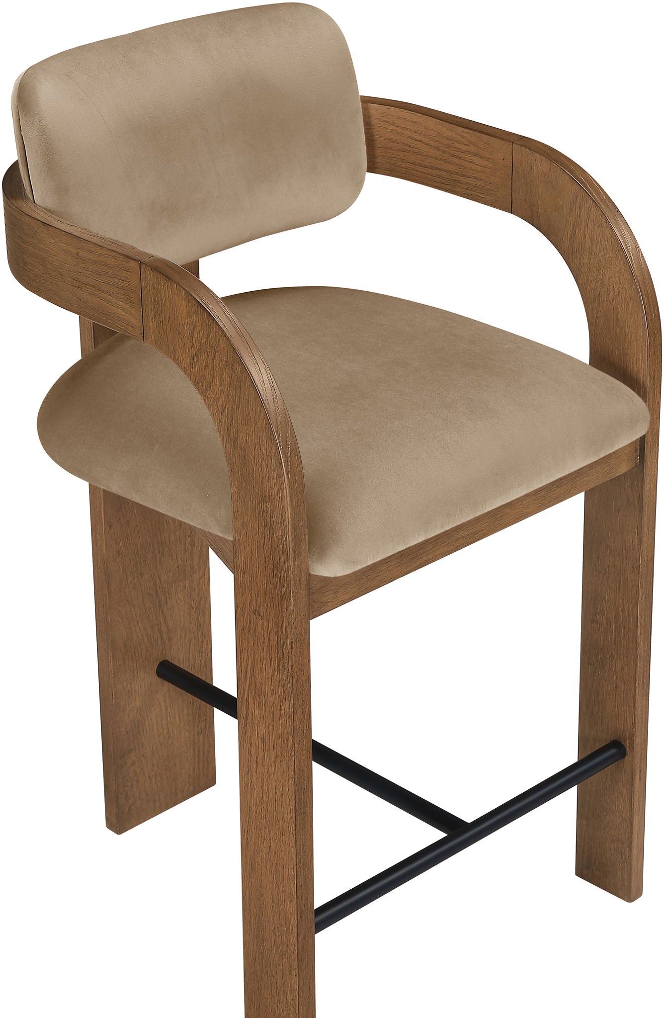 Cedra - Velvet Performance Fabric Upholstered Counter Stool - Brown Frame