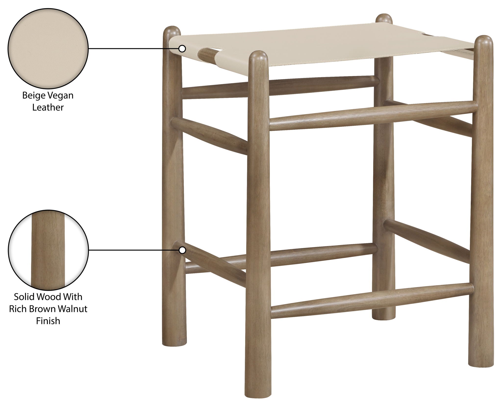 Santos - Backless Counter Stool With Stained Brown Base
