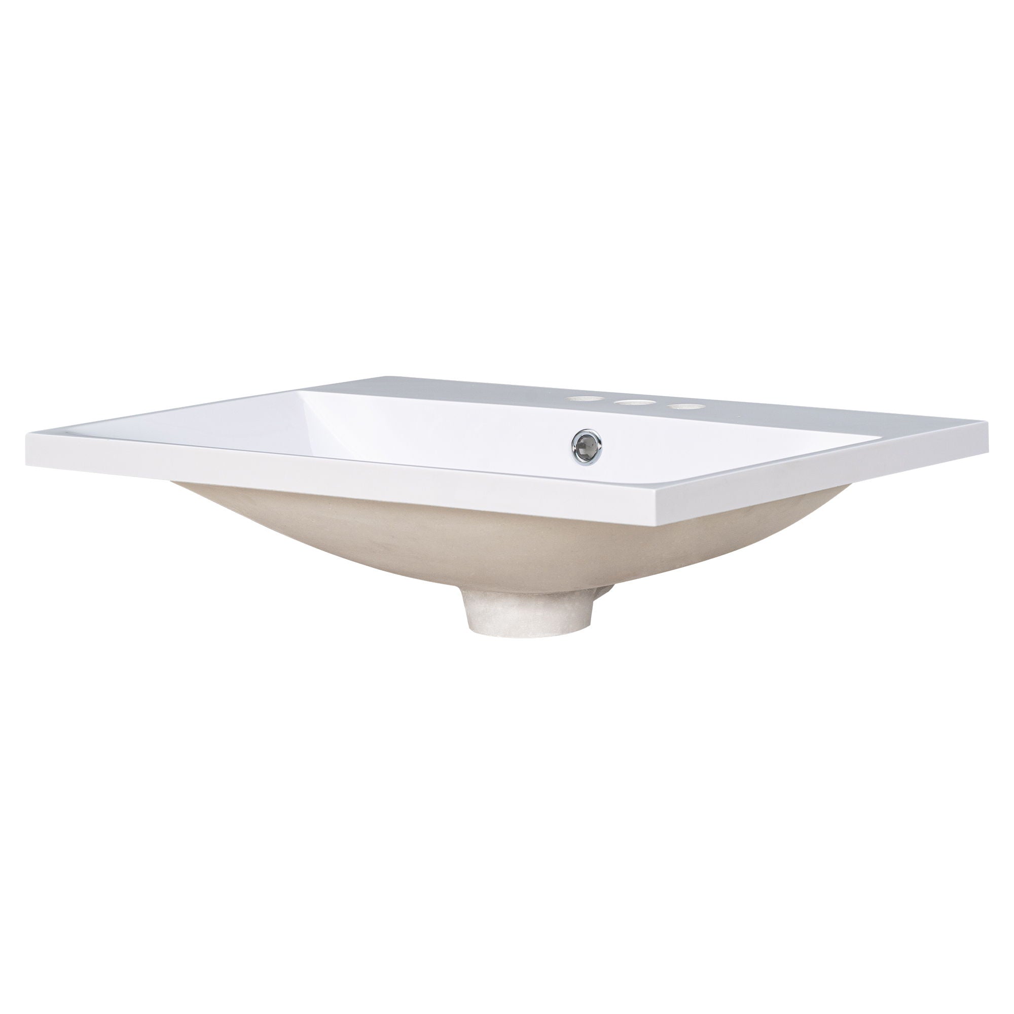 Bathroom Vanity Top, Rectangular Undermount Sink With 3 Faucet Holes, 4" Centerset Compatible - White