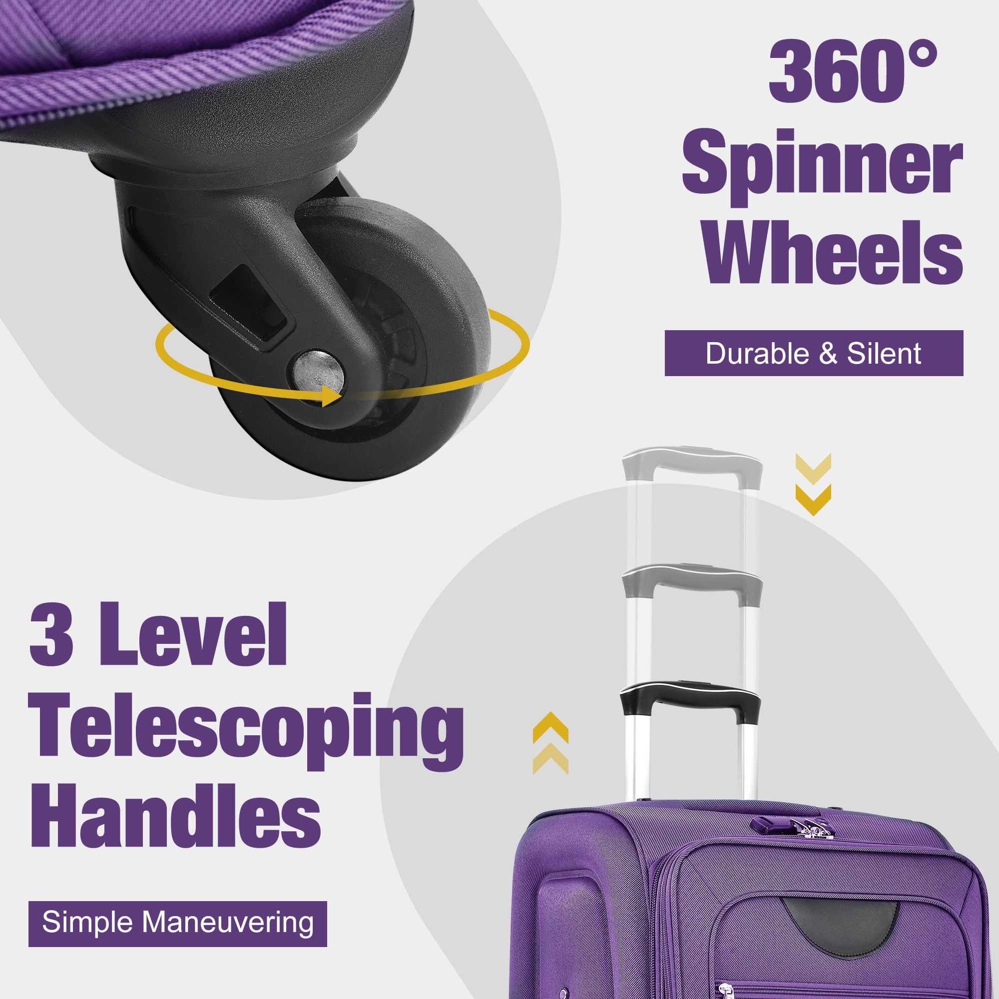 Softside Luggage Expandable Set With Duffel Bag Upright Spinner