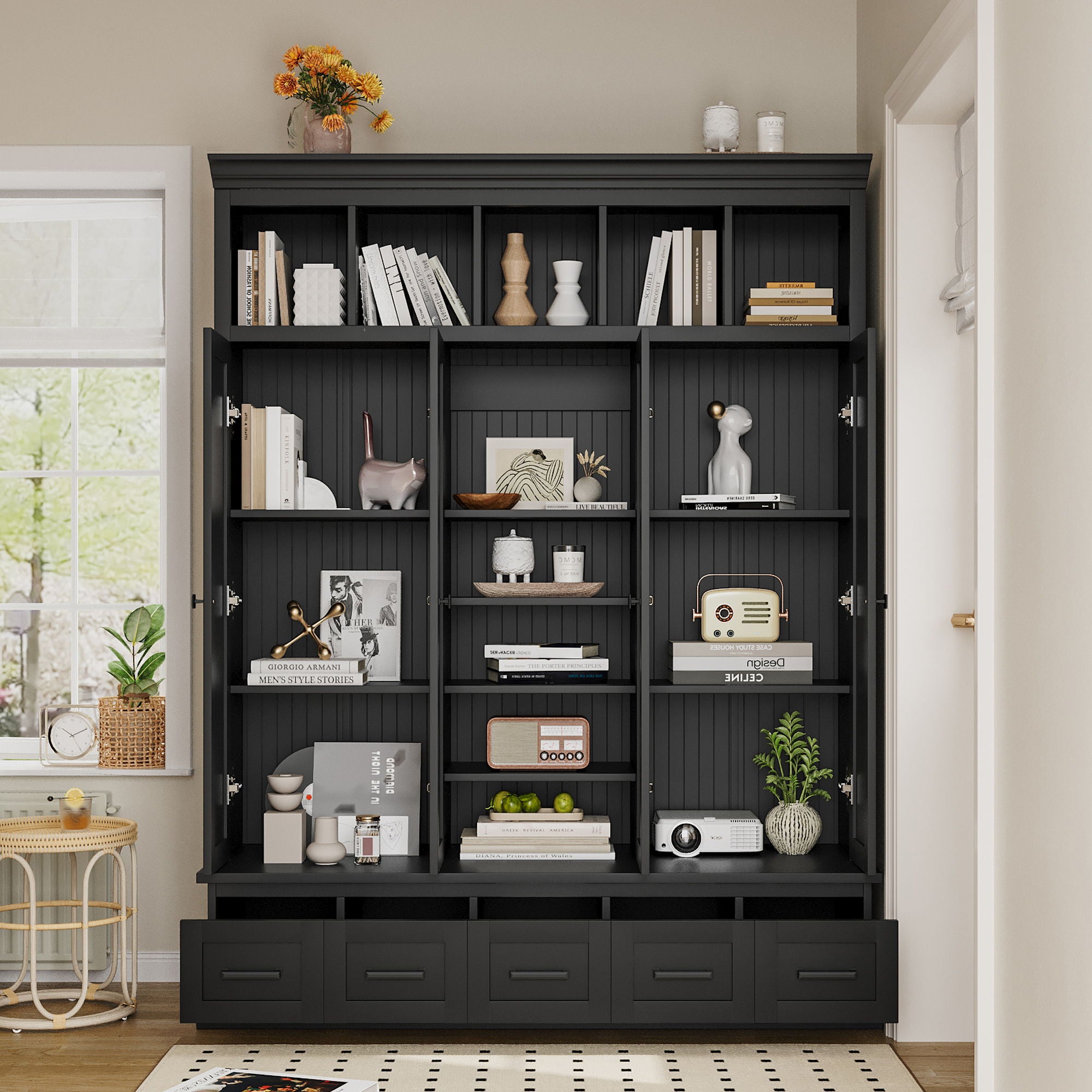 Hall Tree & Bench And 5 Storage Cubbies