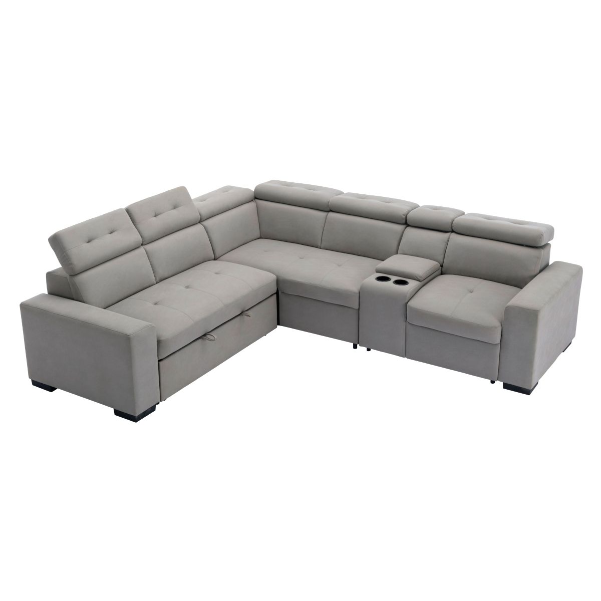 Farrah - 3 Piece Sectional With Adjustable Headrests - Light Gray