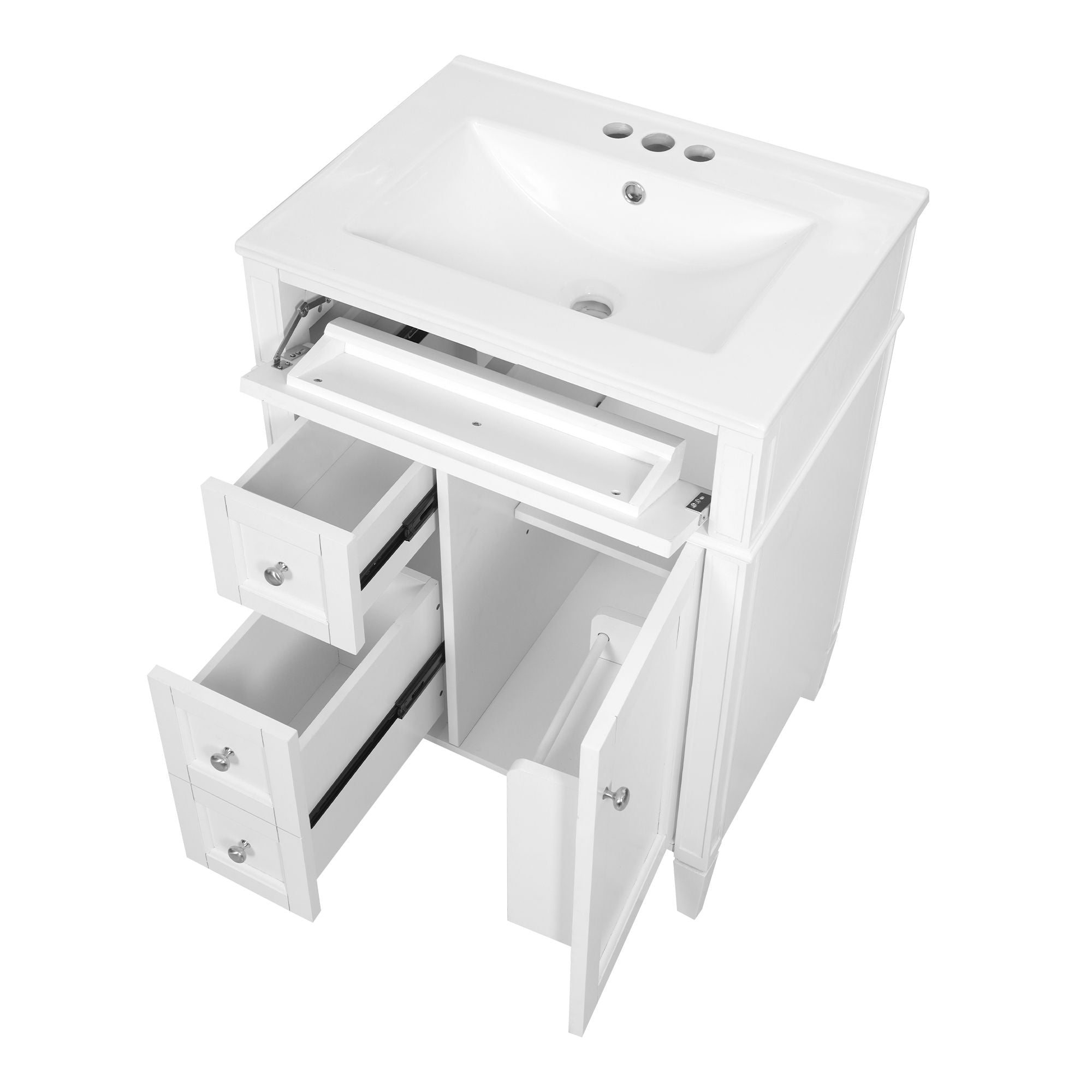 Bathroom Vanity With Top Sink, Storage Cabinet With 2 Drawers And Tip-Out Drawer