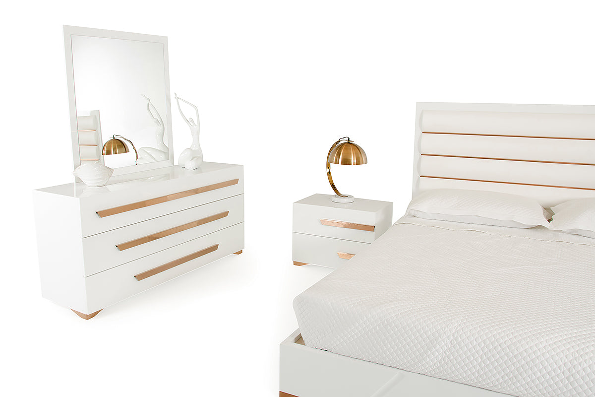 Nova Domus Juliet Italian Modern White & Rosegold Dresser