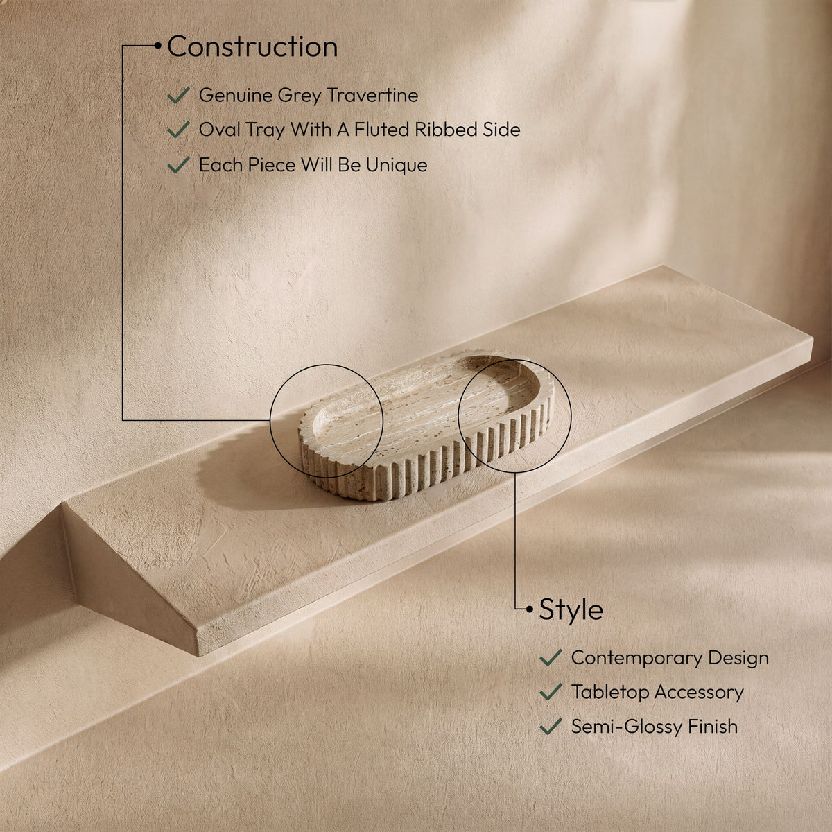 Khloe - Travertine Tray