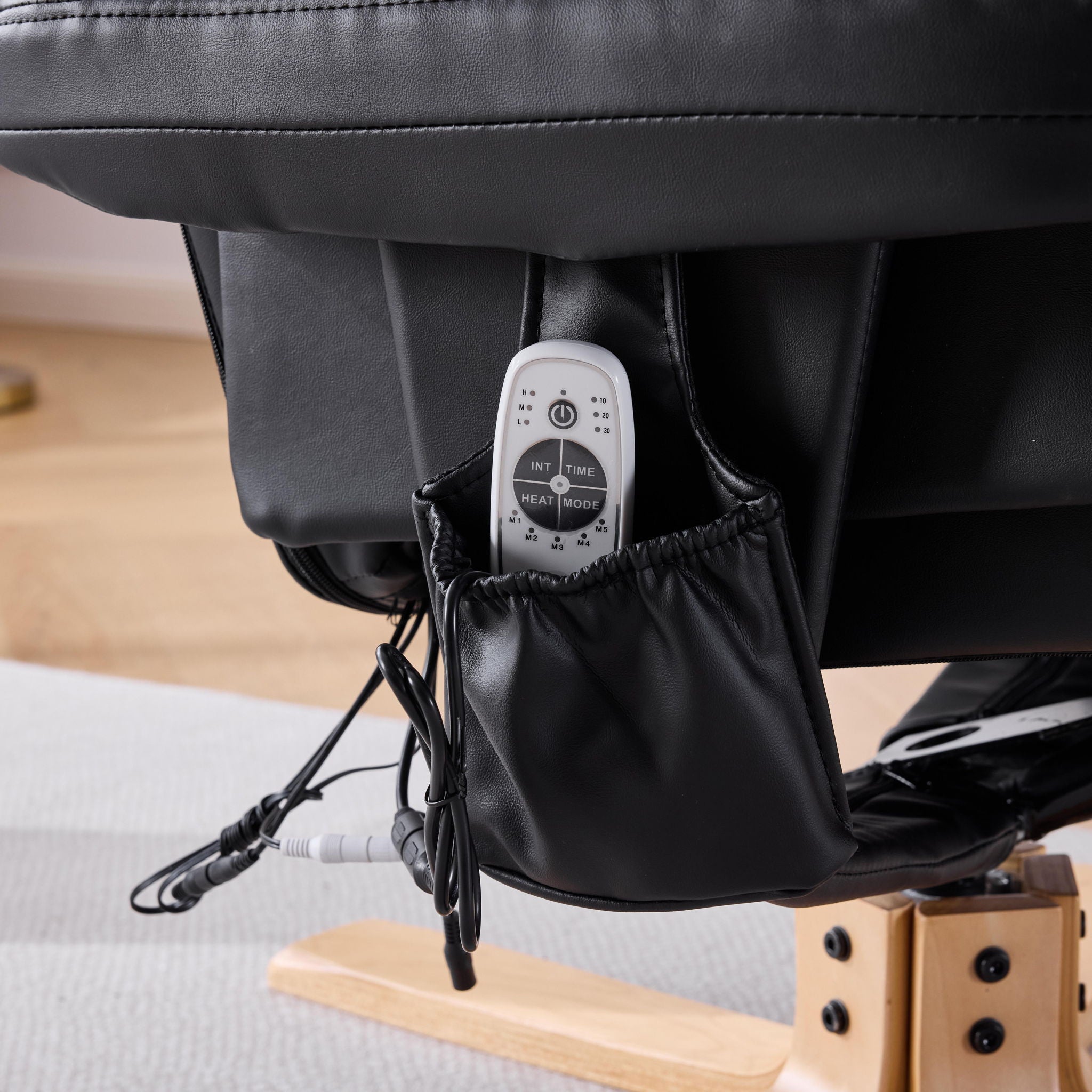 Massage Recliner With Ottoman, 360° Swivel, Heat & Vibration - Black Pu