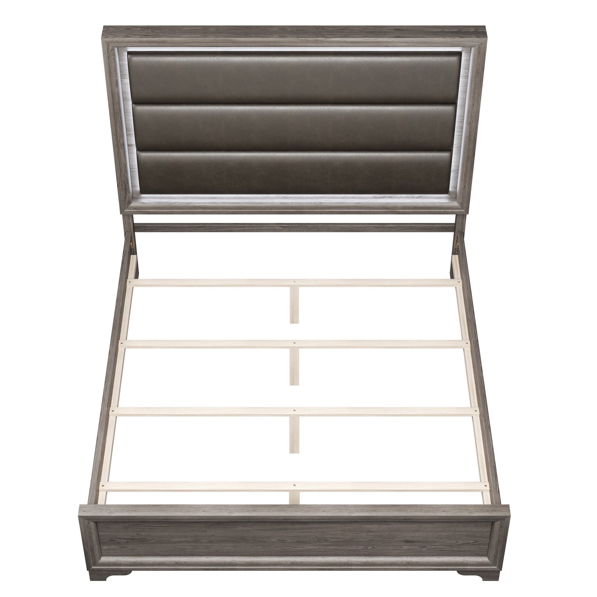 Bed With Horizontal Tufting Headboard