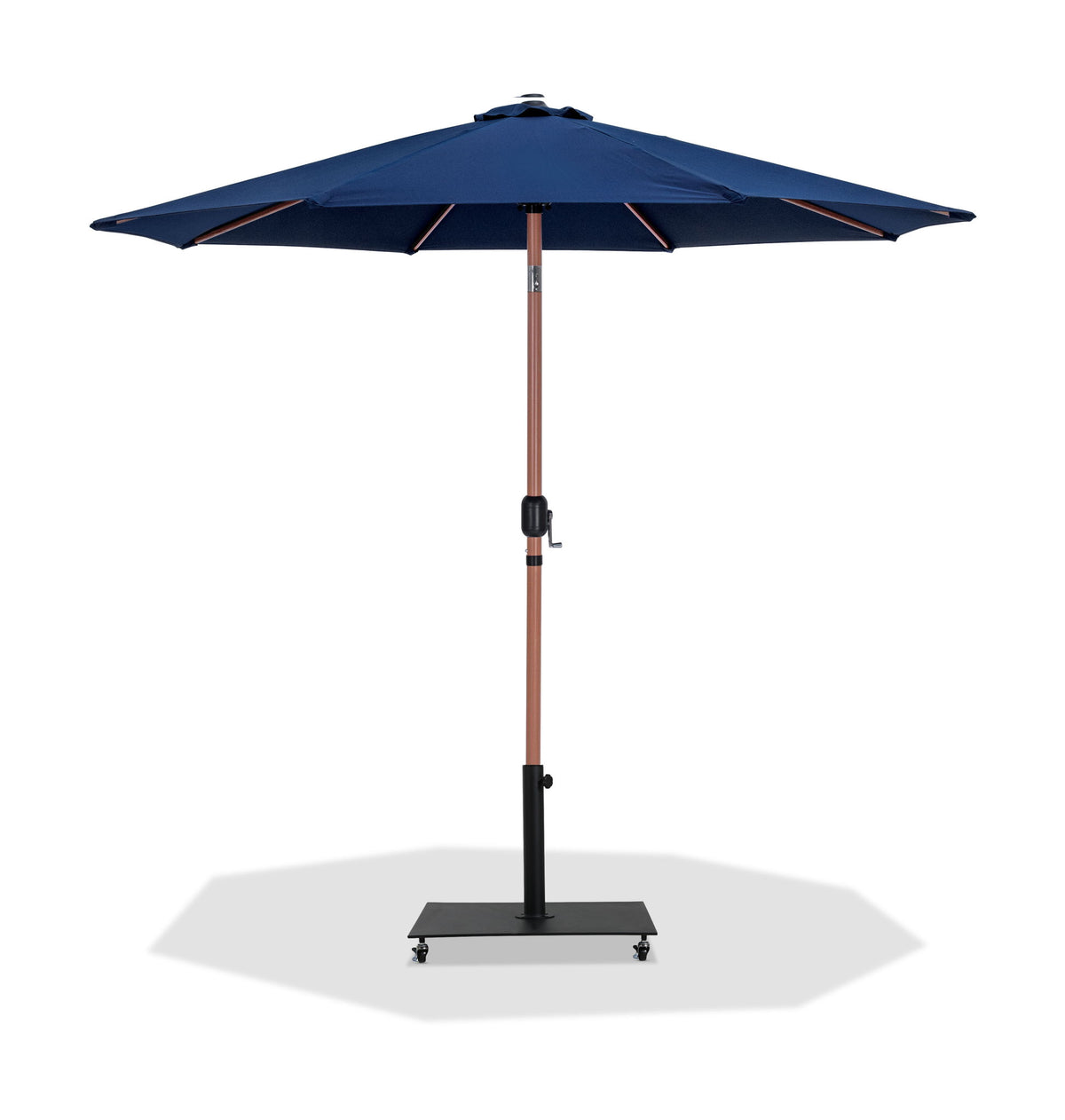 Fiji - Aluminum Patio Umbrella With Square Black And Teak Base