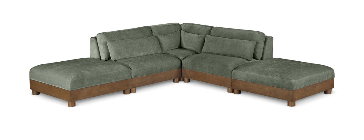 Turin - Chenille Fabric Upholstered Modular Sectional - Green