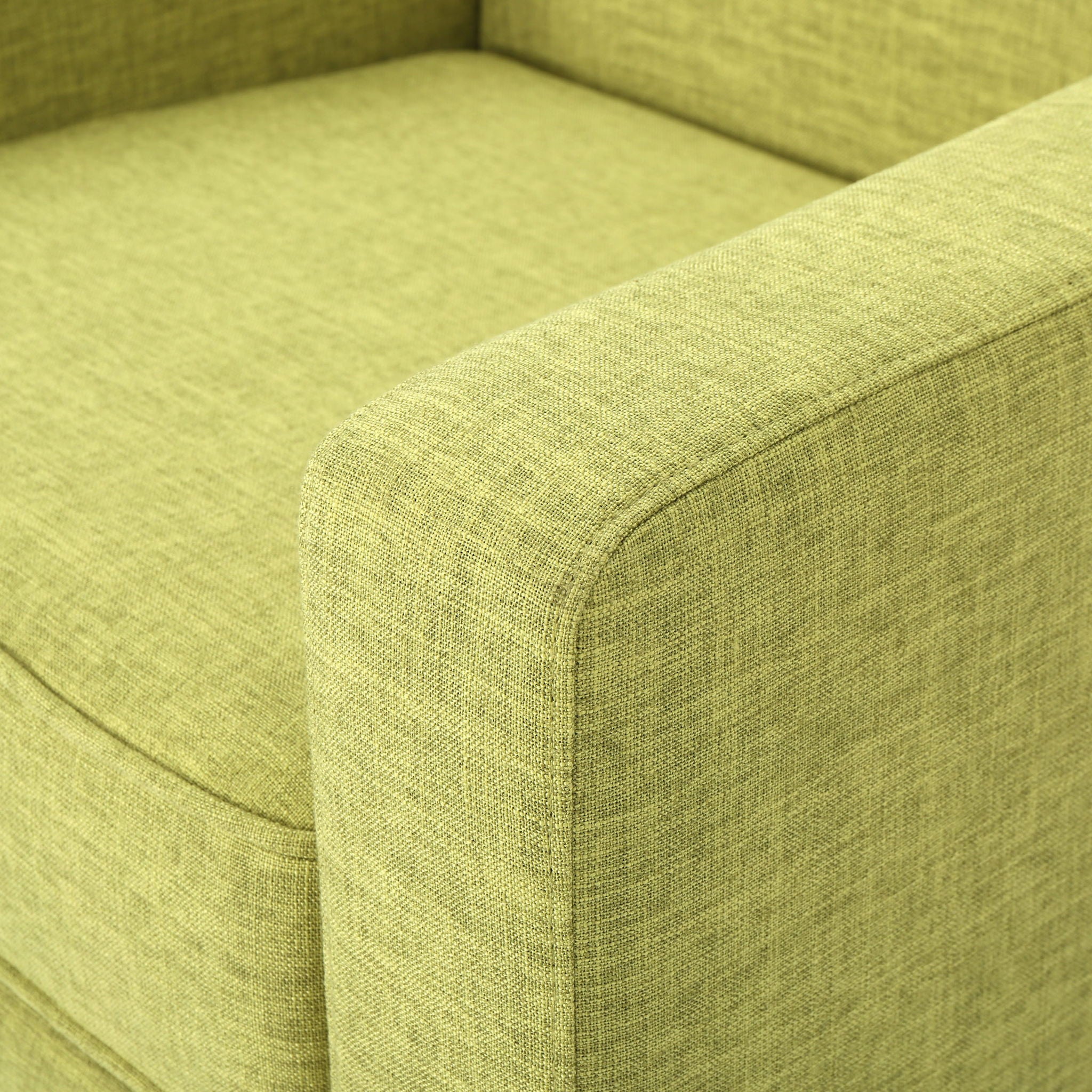 Modern Club Chair, Elegant Fabric With Rubberwood Legs - Green