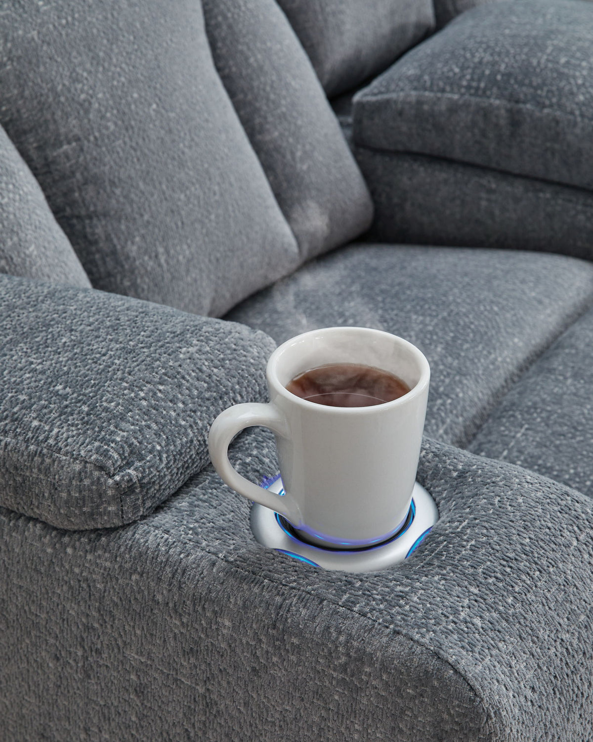 Studio Cave - Power Reclining Loveseat with Console - Steel