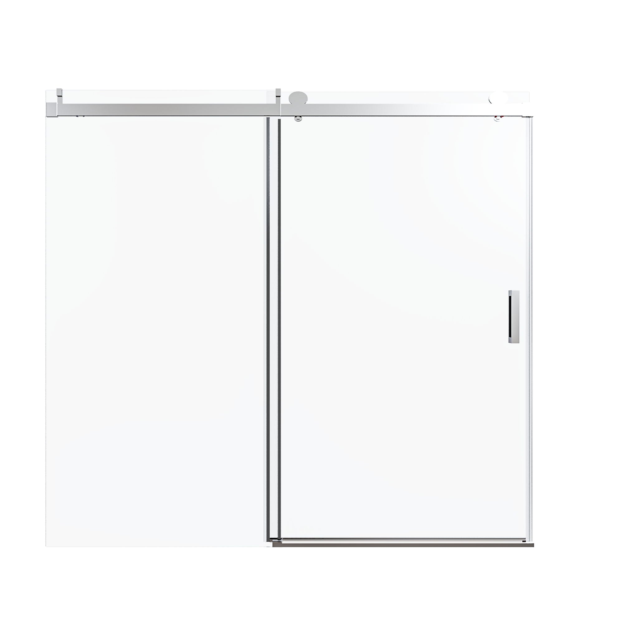 Frameless Single Sliding Soft Close Shower Doors, 3 / 8" Tempered Glass Reversible Installatio