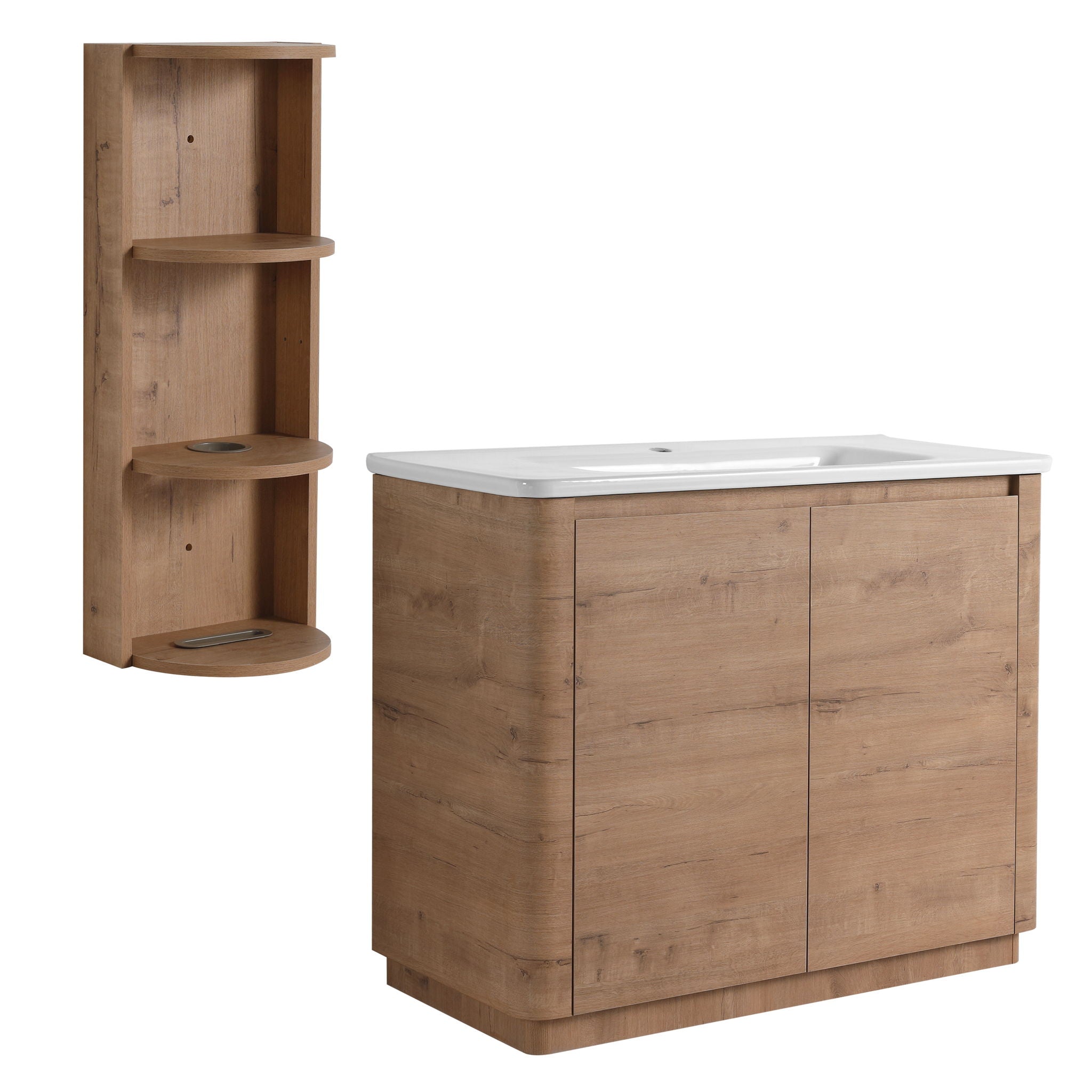 Freestanding Bathroom Vanity With Sink, 2 Soft Close Doors & Storage Rack