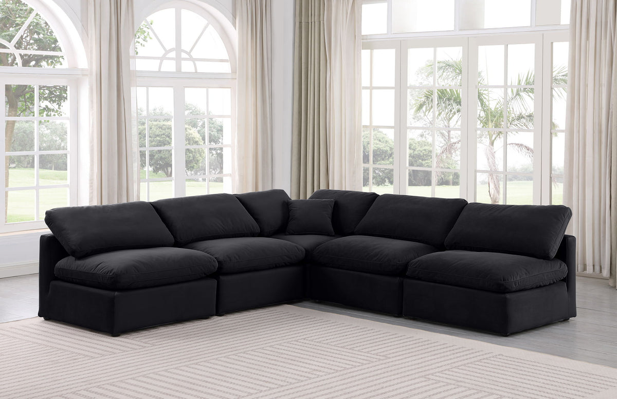 Indulge - Velvet 5 Piece Modular Corner Armless Sectional