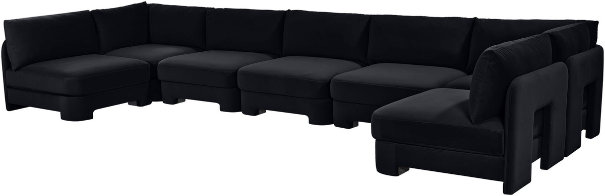 Hammond - Velvet Performance Fabric Upholstered 7 Piece U-Shaped Armless Sectional