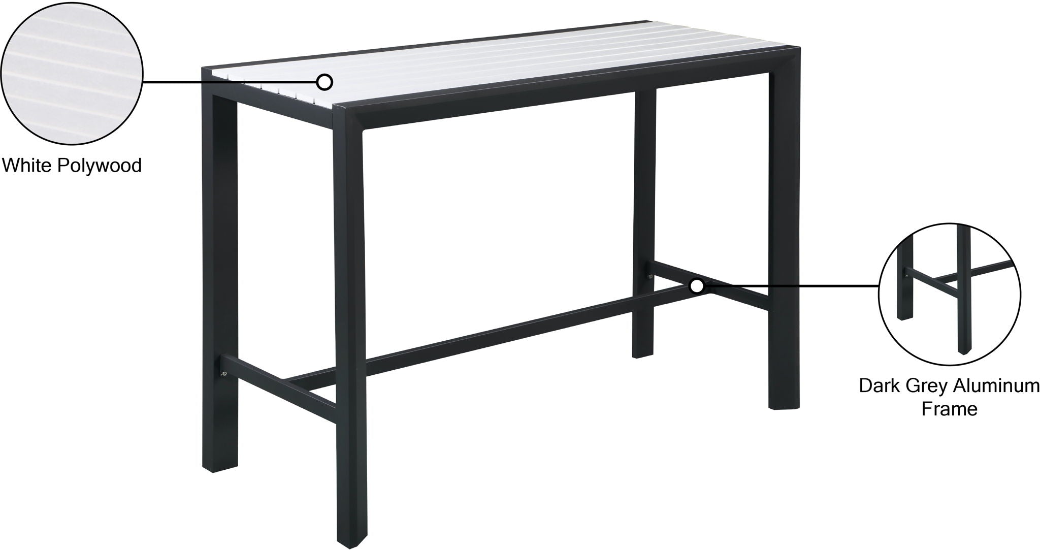 Nizuc - Outdoor Patio Rectangle Bar Table