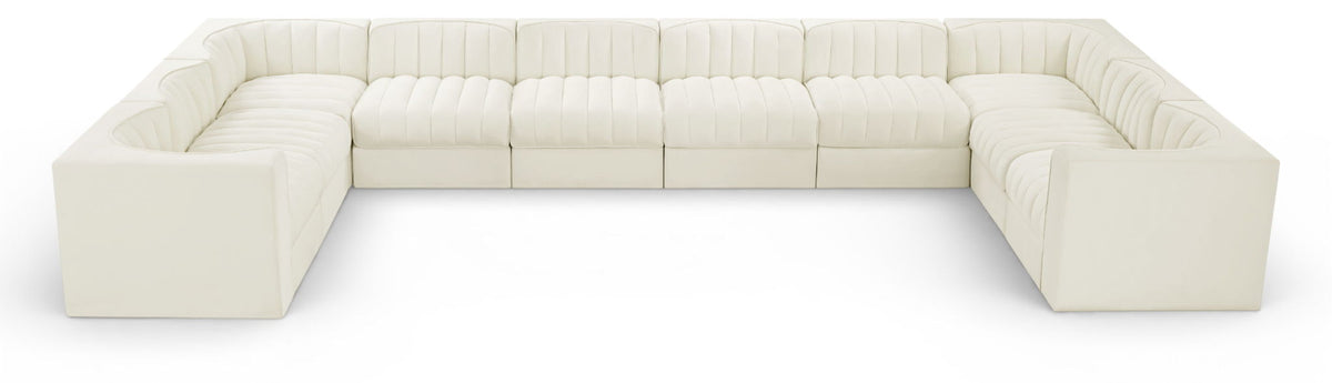Rummi - Velvet Performance Fabric Upholstered 10 Piece Modular Sectional