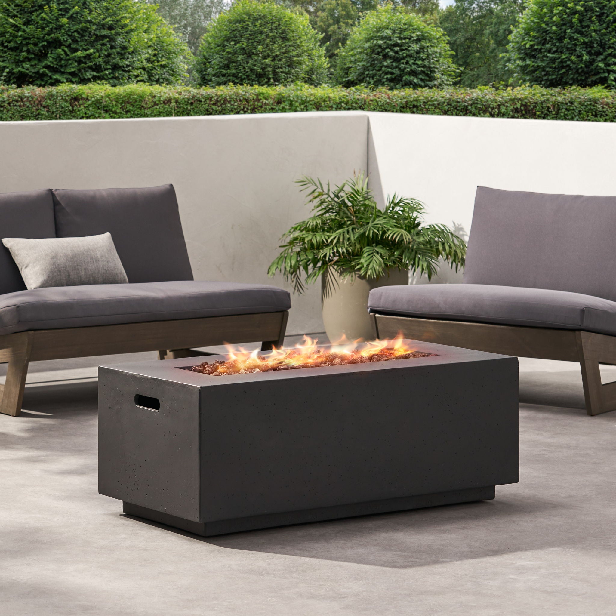 Contemporary Outdoor 40, 000 Btu Propane Fire Pit - Dark Gray