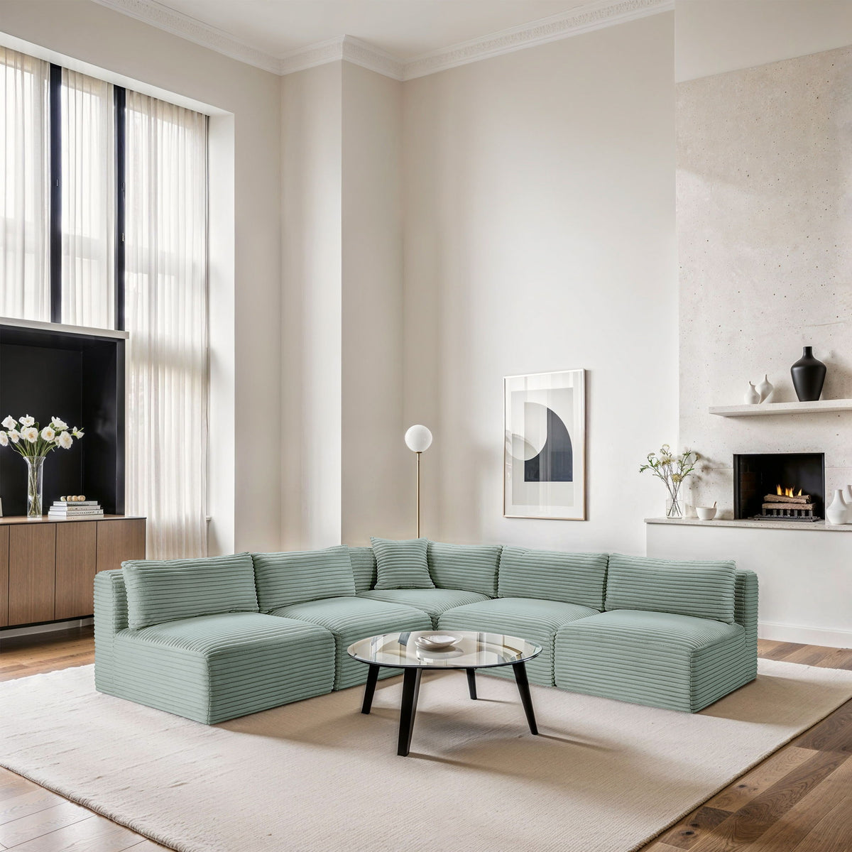 Shaggy - 5 Piece Modular Corner Armless Sectional