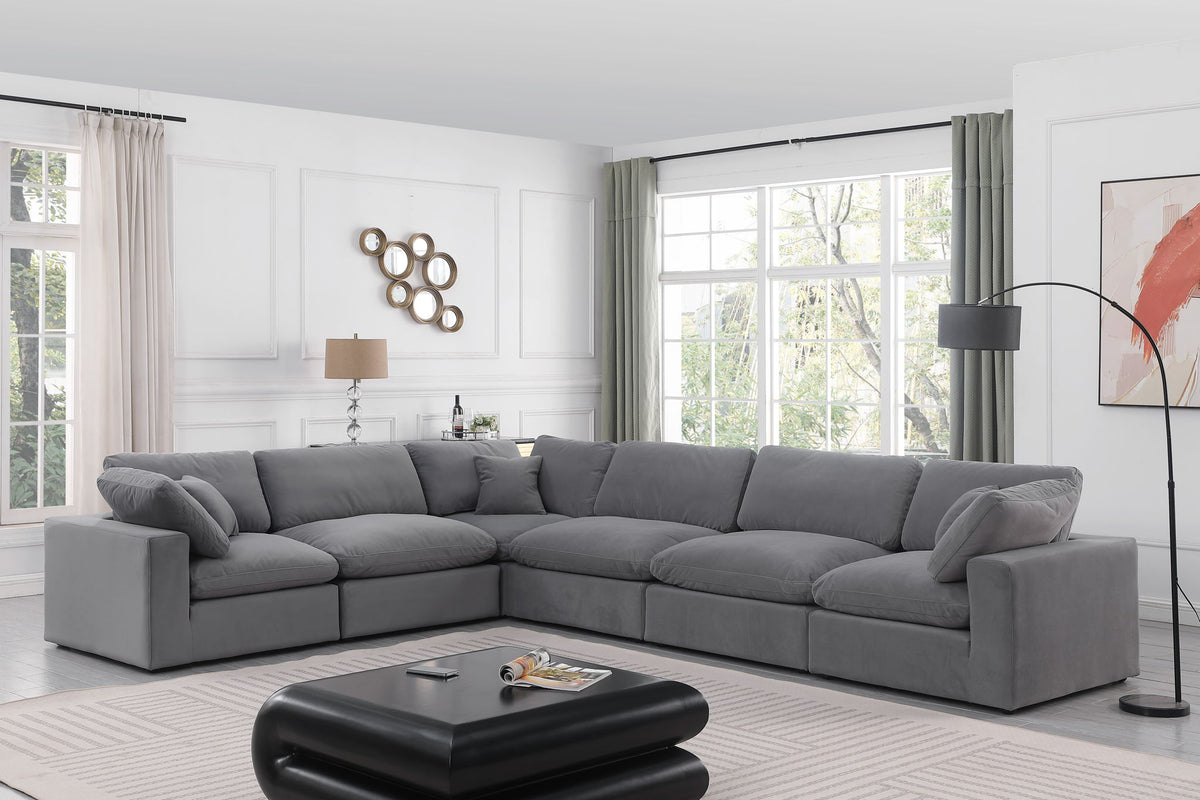 Comfy - 6 Piece Velvet Modular Corner Sectional