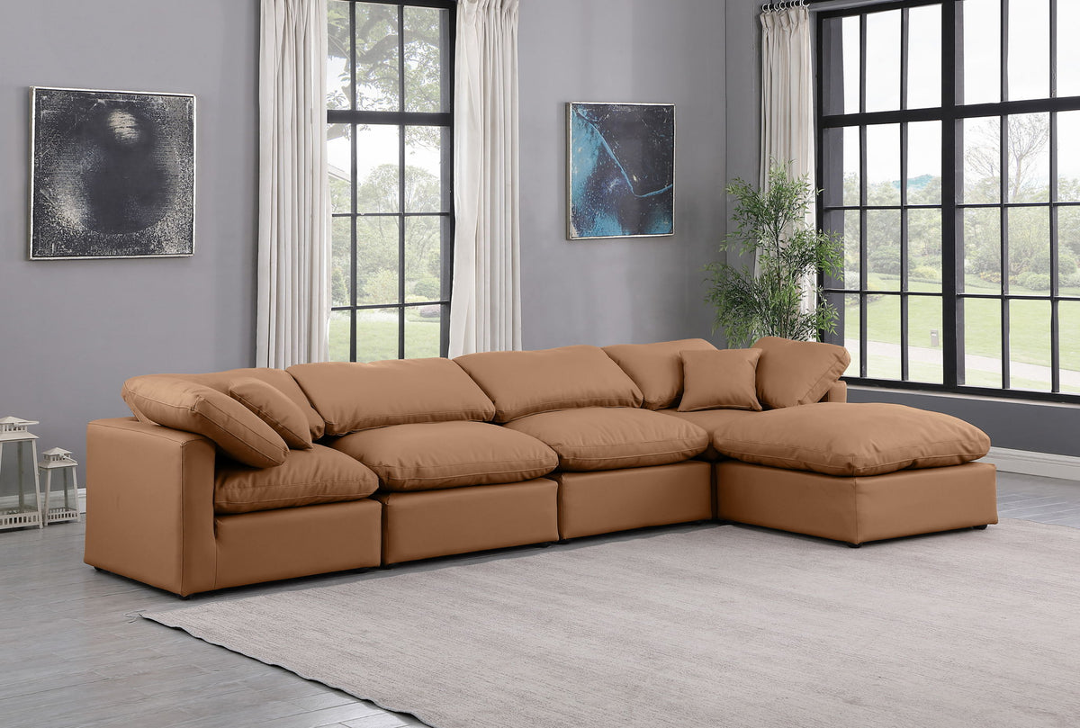 Indulge - Faux Leather 5 Piece Modular Sectional With Chaise