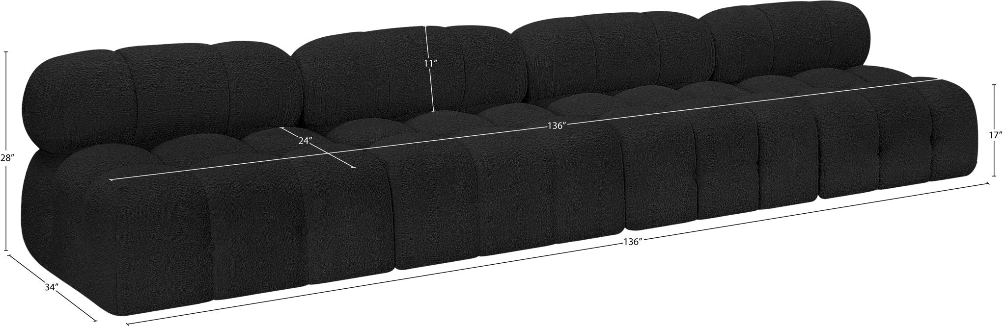 Ames - 4 Seat Modular Armless Sofa