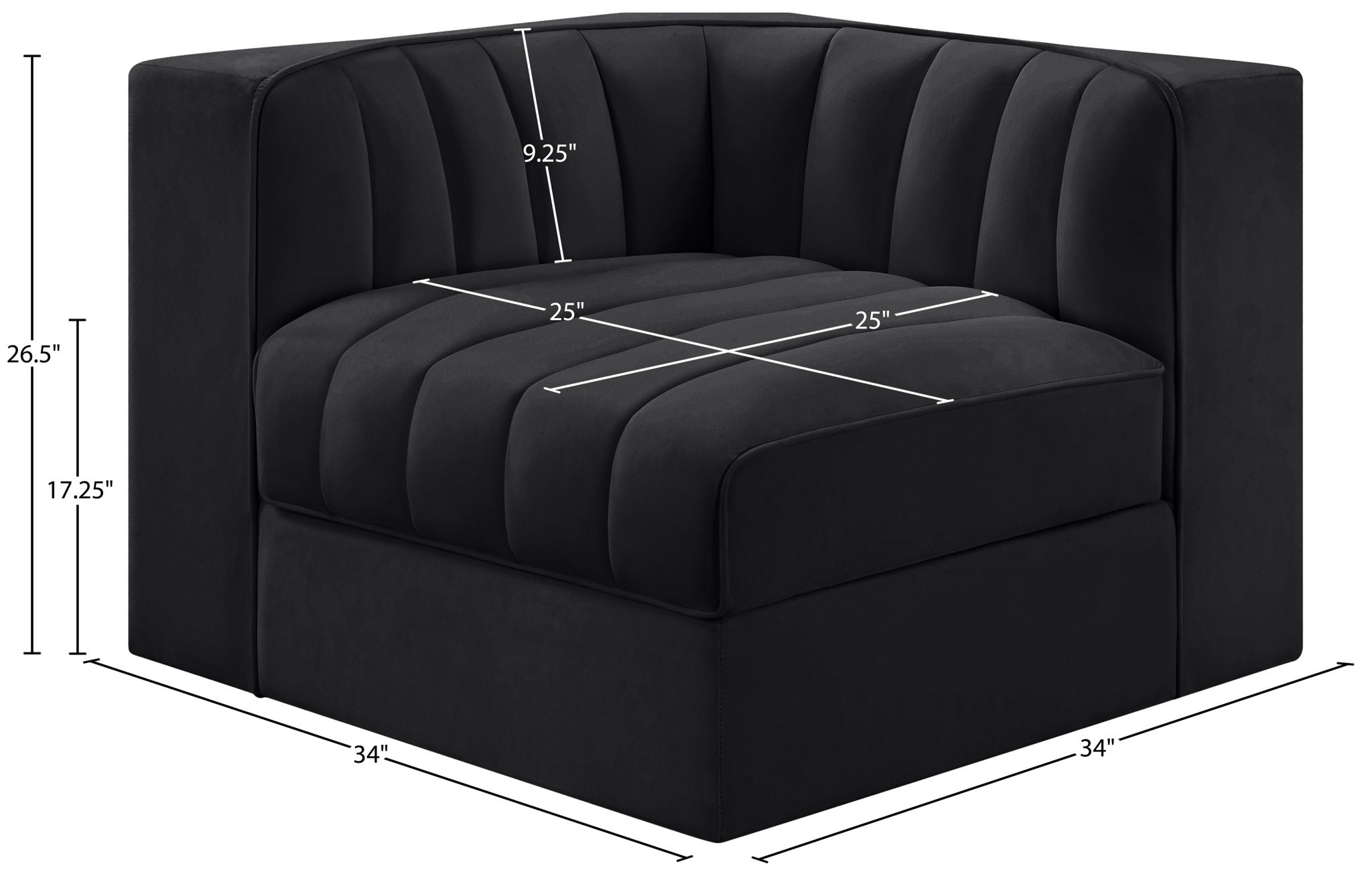 Rummi - Velvet Performance Fabric Upholstered Modular Corner Chair
