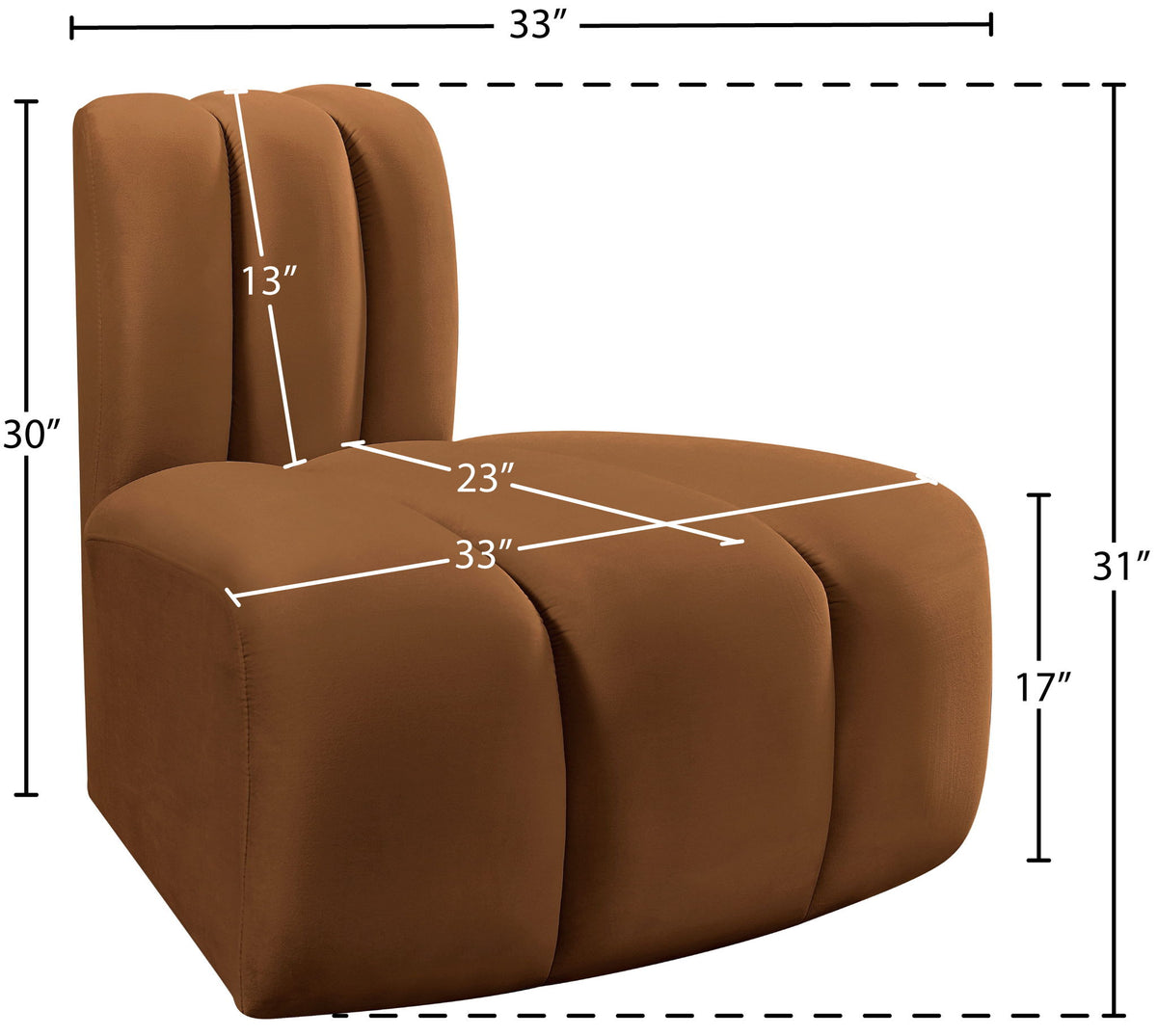 Arc - Velvet Reverse Corner Chair - Saddle