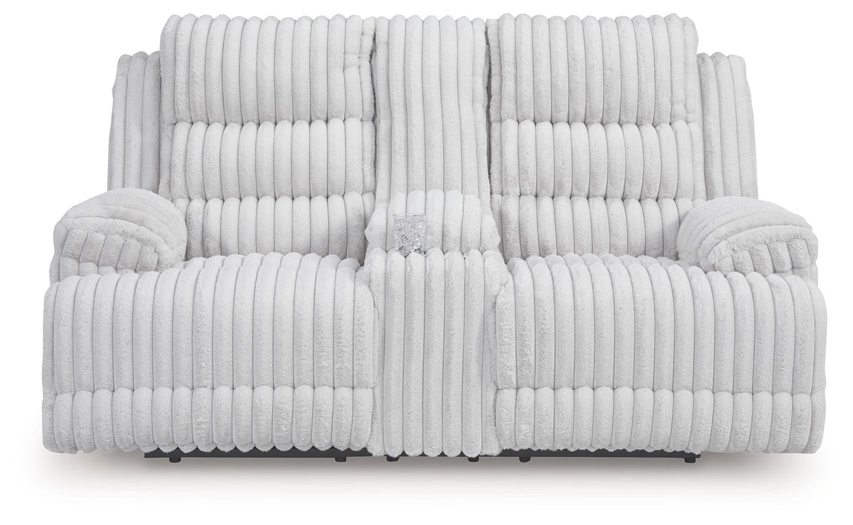 Rhines Falls - Double Reclining Power Loveseat With Console - Alloy