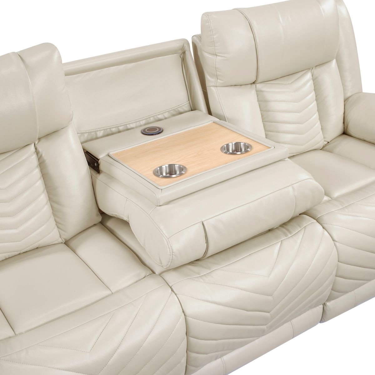 Huron - Power Double Reclining Sofa With Center Drop-Down Cup Holders, Wireless Charger, Magazine Bag, LED And Charging Ports